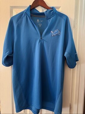 Nike Light Blue Detroit Lions 1/4 Zip Short Sleeve Performance Top